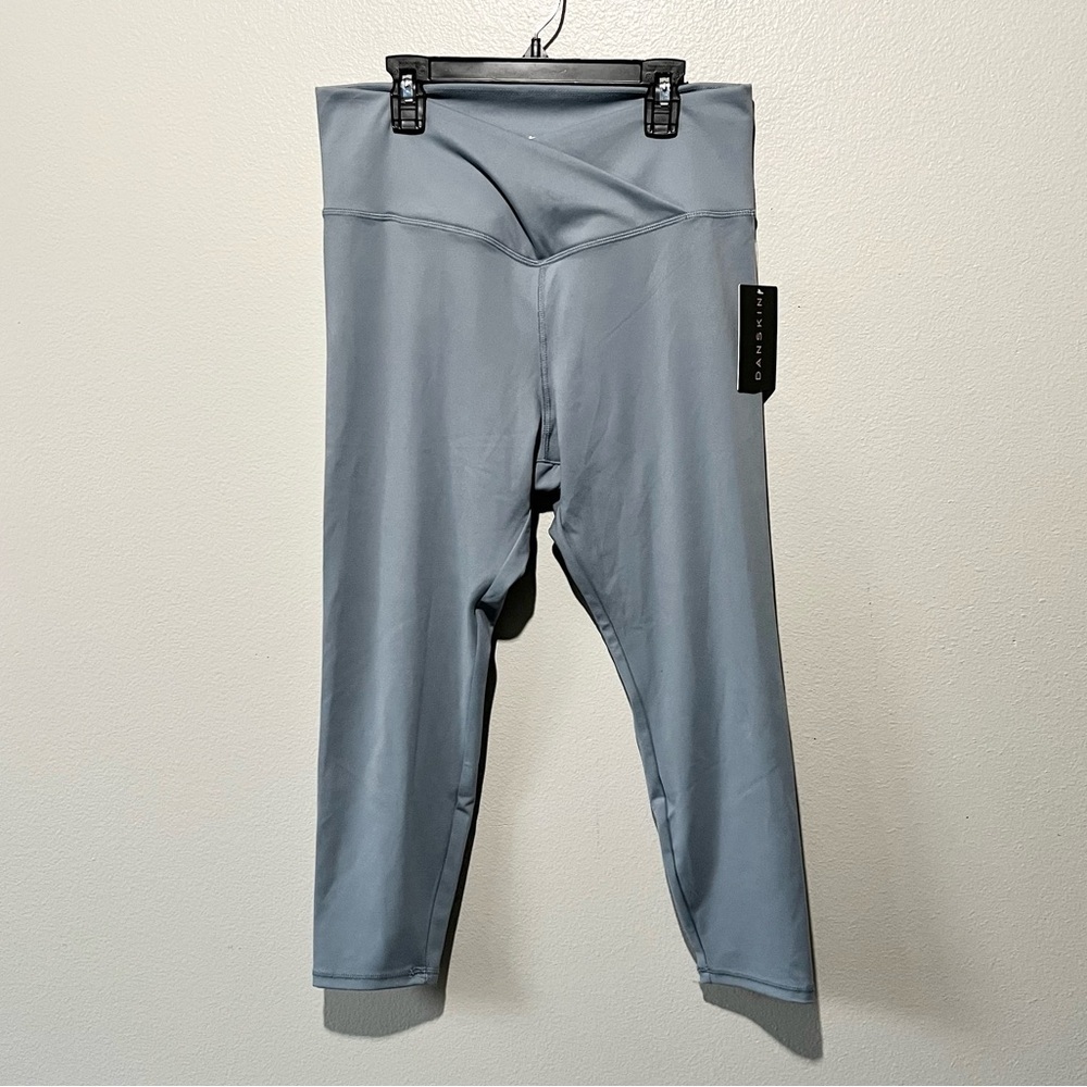 DANSKIN-NWT Light Blue Cross Waist High Rise Leggings Size L